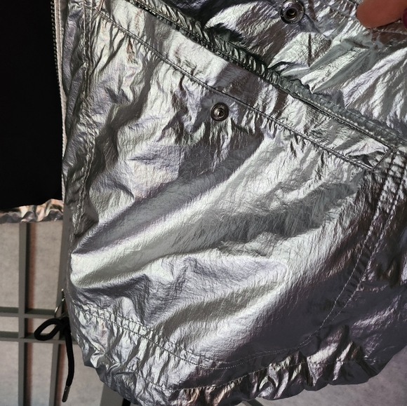 Silver Y2K Galactic Rain Jacket Size XL NWOT - Picture 5 of 9